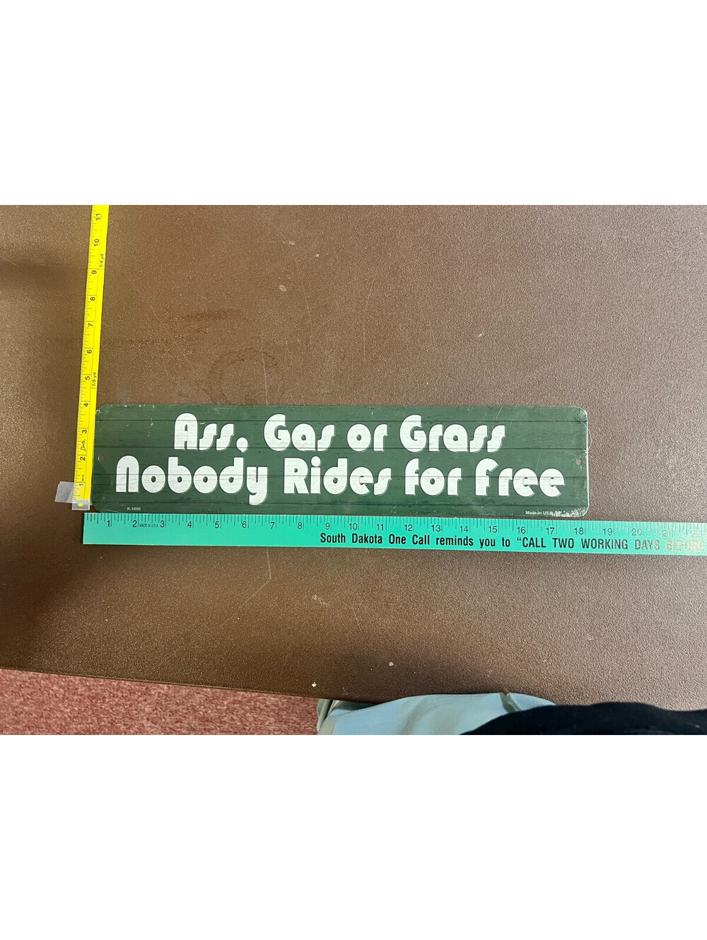 Ass Gas or Grass 4x18 Aluminum Metal Sign Nobody Rides Free Man Cave